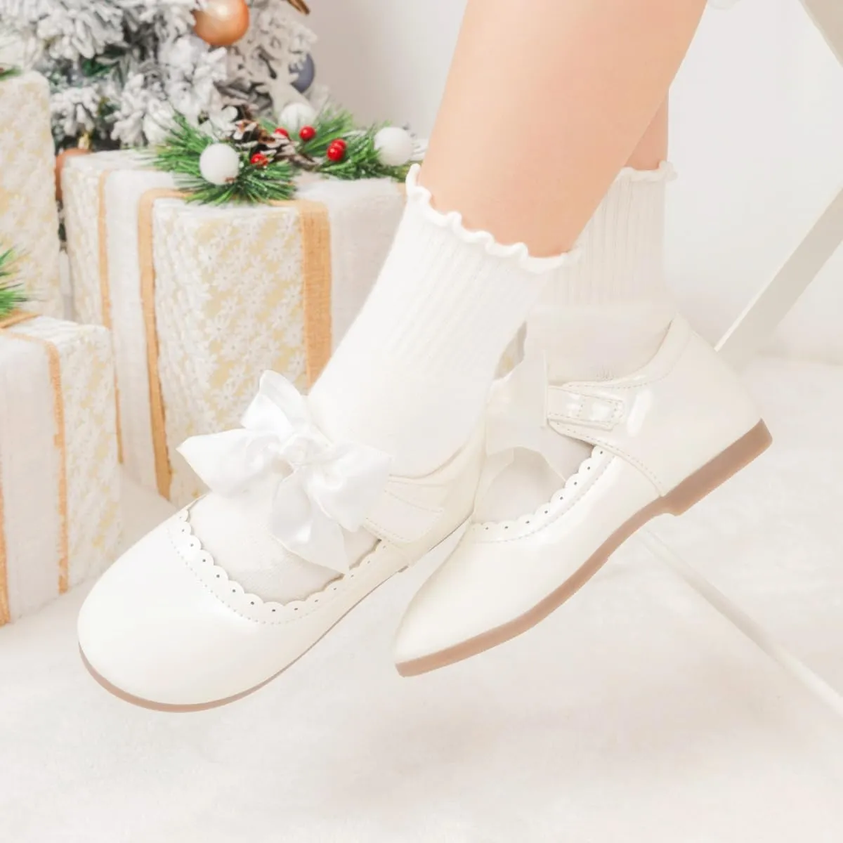ISINSER Toddler Girls Classic Oxford Shoes Princess Dress Mary Jane Party Bowknot Flats School Uniform Shoes
