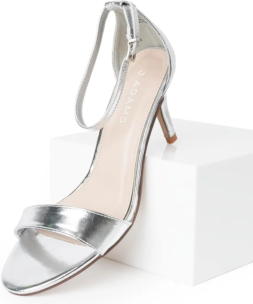 J. Adams Dove Ankle Strap Womens Stiletto For Women Sexy - Open Toe Strappy Heels, Wedding Shoes For Bride, Summer Heels and Bridal Shoes