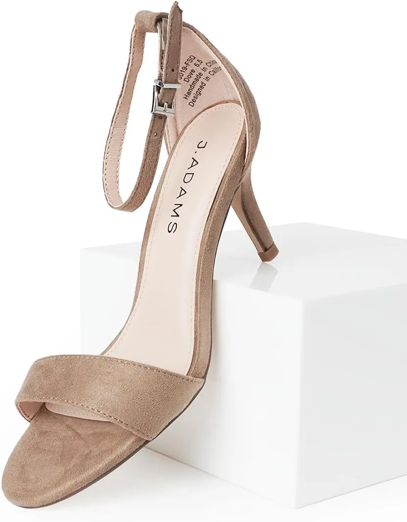 J. Adams Dove Ankle Strap Womens Stiletto For Women Sexy - Open Toe Strappy Heels, Wedding Shoes For Bride, Summer Heels and Bridal Shoes