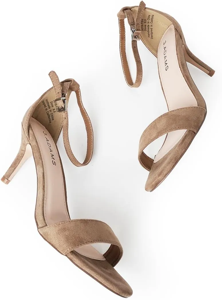 J. Adams Dove Ankle Strap Womens Stiletto For Women Sexy - Open Toe Strappy Heels, Wedding Shoes For Bride, Summer Heels and Bridal Shoes