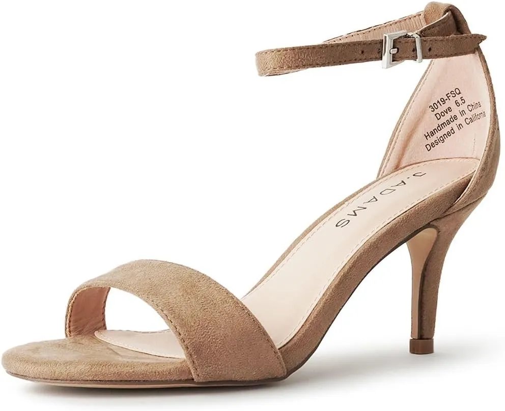 J. Adams Dove Ankle Strap Womens Stiletto For Women Sexy - Open Toe Strappy Heels, Wedding Shoes For Bride, Summer Heels and Bridal Shoes