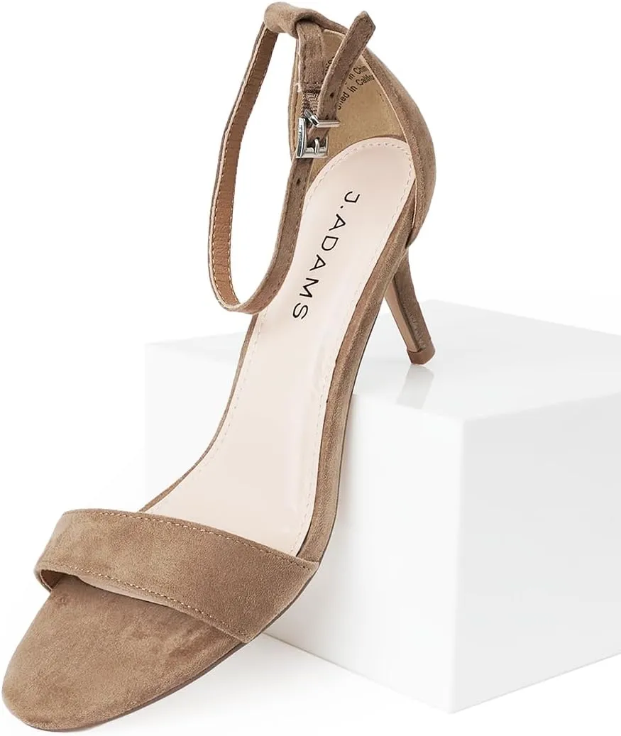 J. Adams Dove Ankle Strap Womens Stiletto For Women Sexy - Open Toe Strappy Heels, Wedding Shoes For Bride, Summer Heels and Bridal Shoes