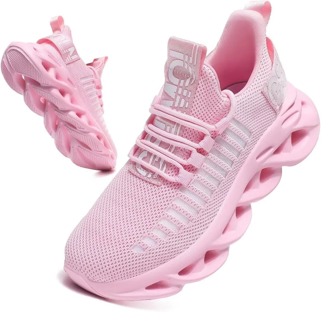Jakcuz Women's Lace Up Walking Shoes Breathable Ultra Lightweight Sport Casual Ladies Girls Fashion Platform Sneakers