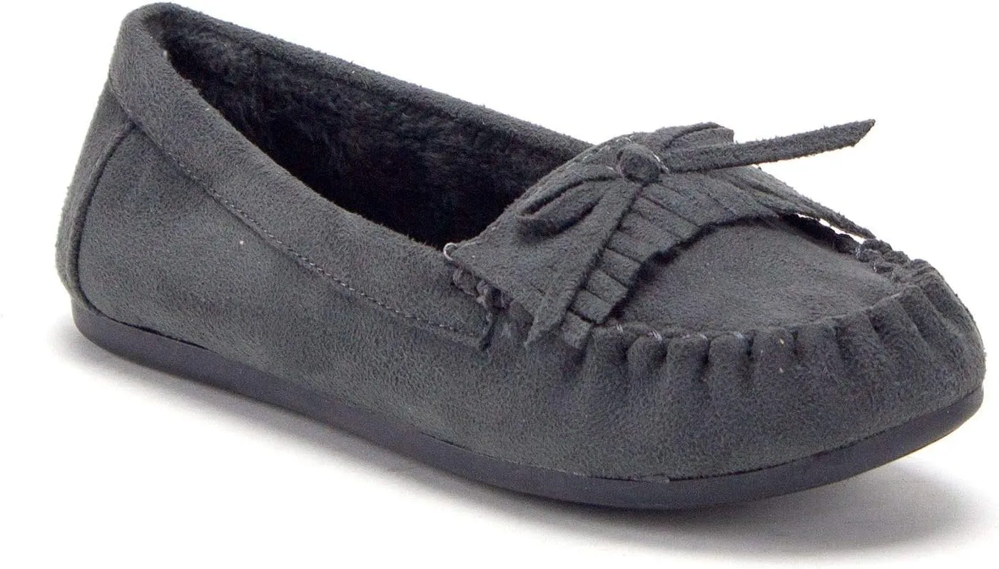 Jazamé Little Girls Tasha Warm Fur Lined Slip On Cozy Moccasins Casual Flats Shoes