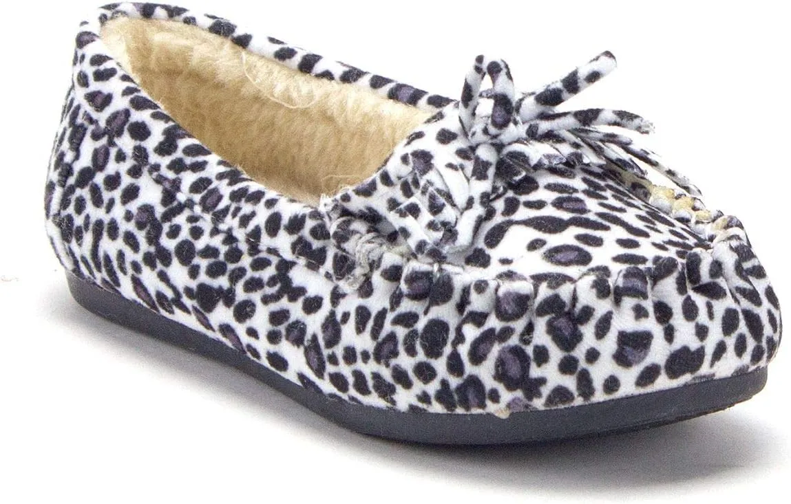 Jazamé Little Girls Tasha Warm Fur Lined Slip On Cozy Moccasins Casual Flats Shoes