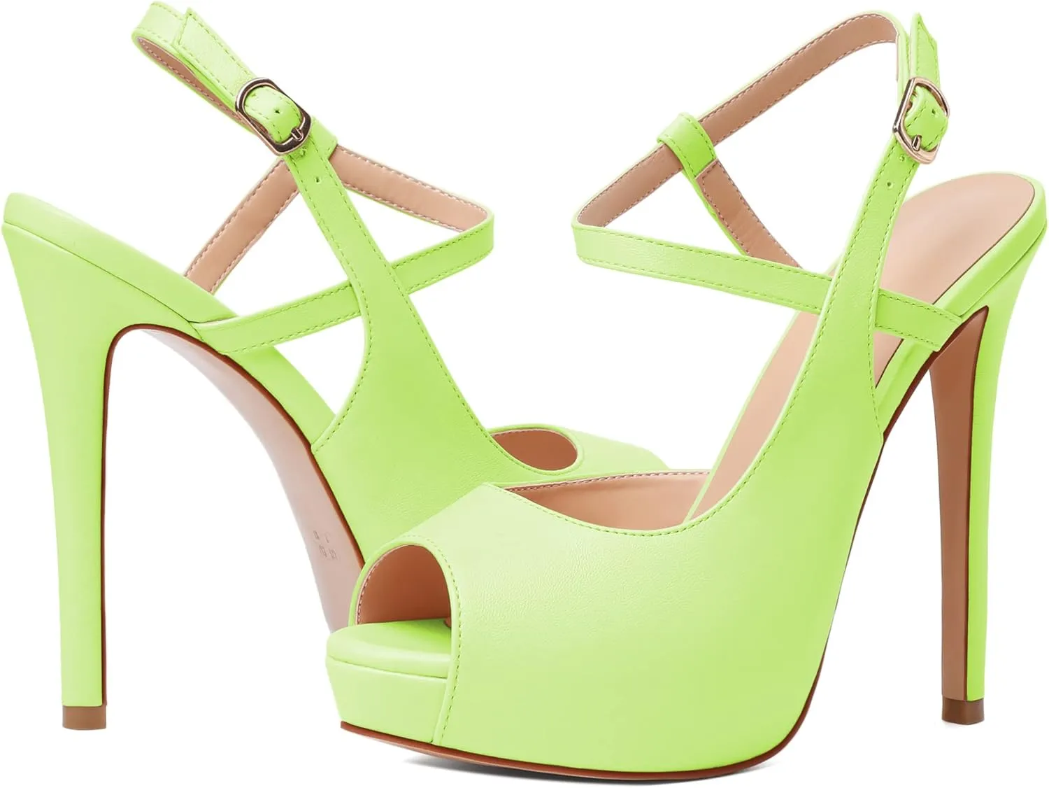 Joseywade Women Slingback Peep Toe Platform Pumps High Heel Sandals 5" Stiletto Heel Party Dress Shoes
