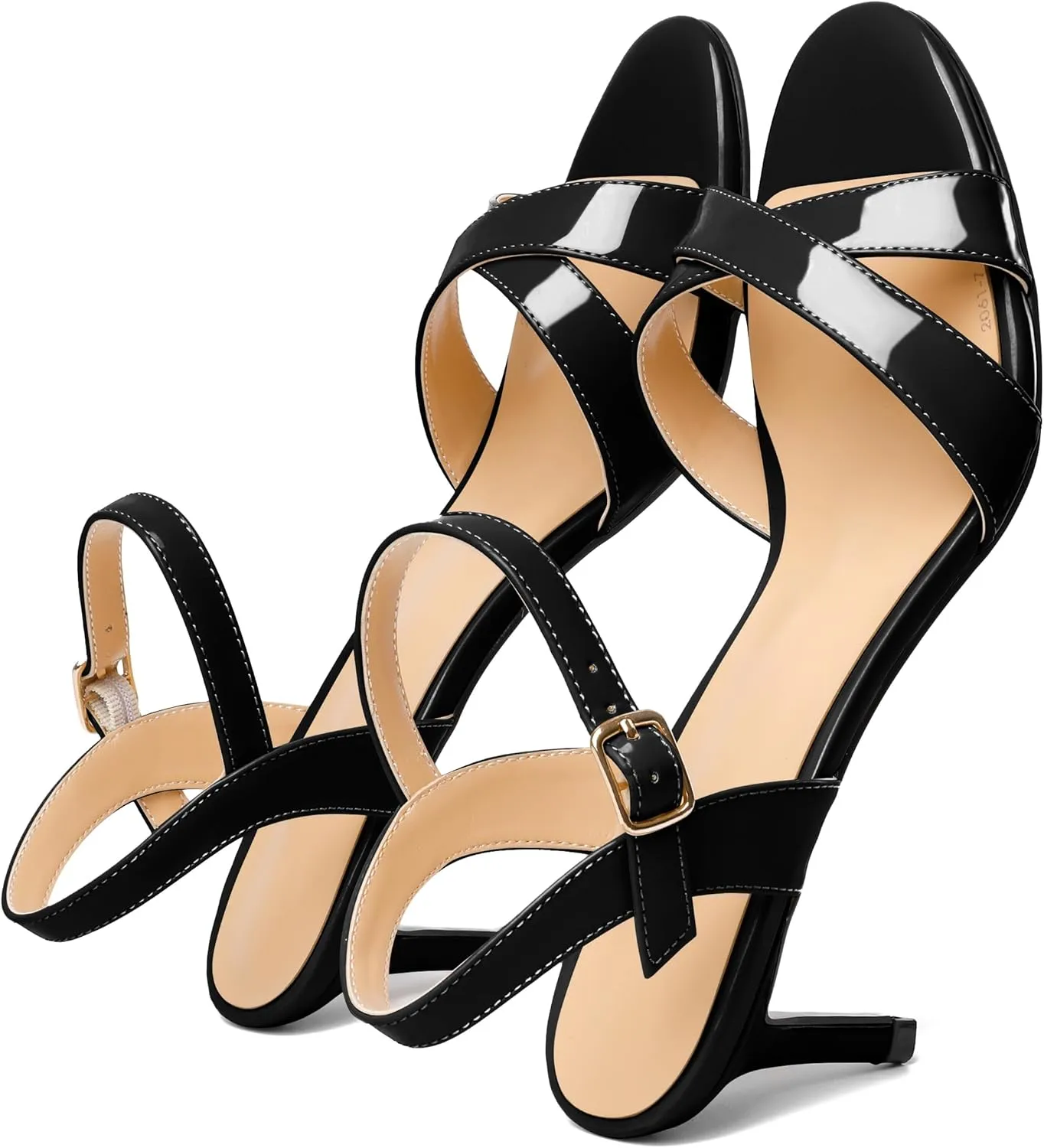 Joseywade Women's Heeled Sandals Strappy Low Kitten Heels Crisscross Open Round Toe Heels 2.5'' Adjustable Ankle Strap Shoes