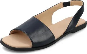 Journee Collection Women's Brinsley Slingback Flat Sandals, Navy, 8 Wide