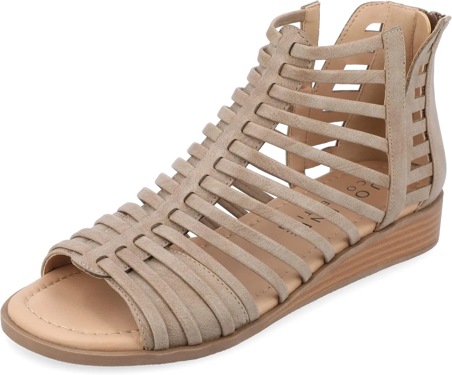 Journee Women's Comfort Foam Delilah Sliver Wedge Sandals Taupe, 6.5 Wide