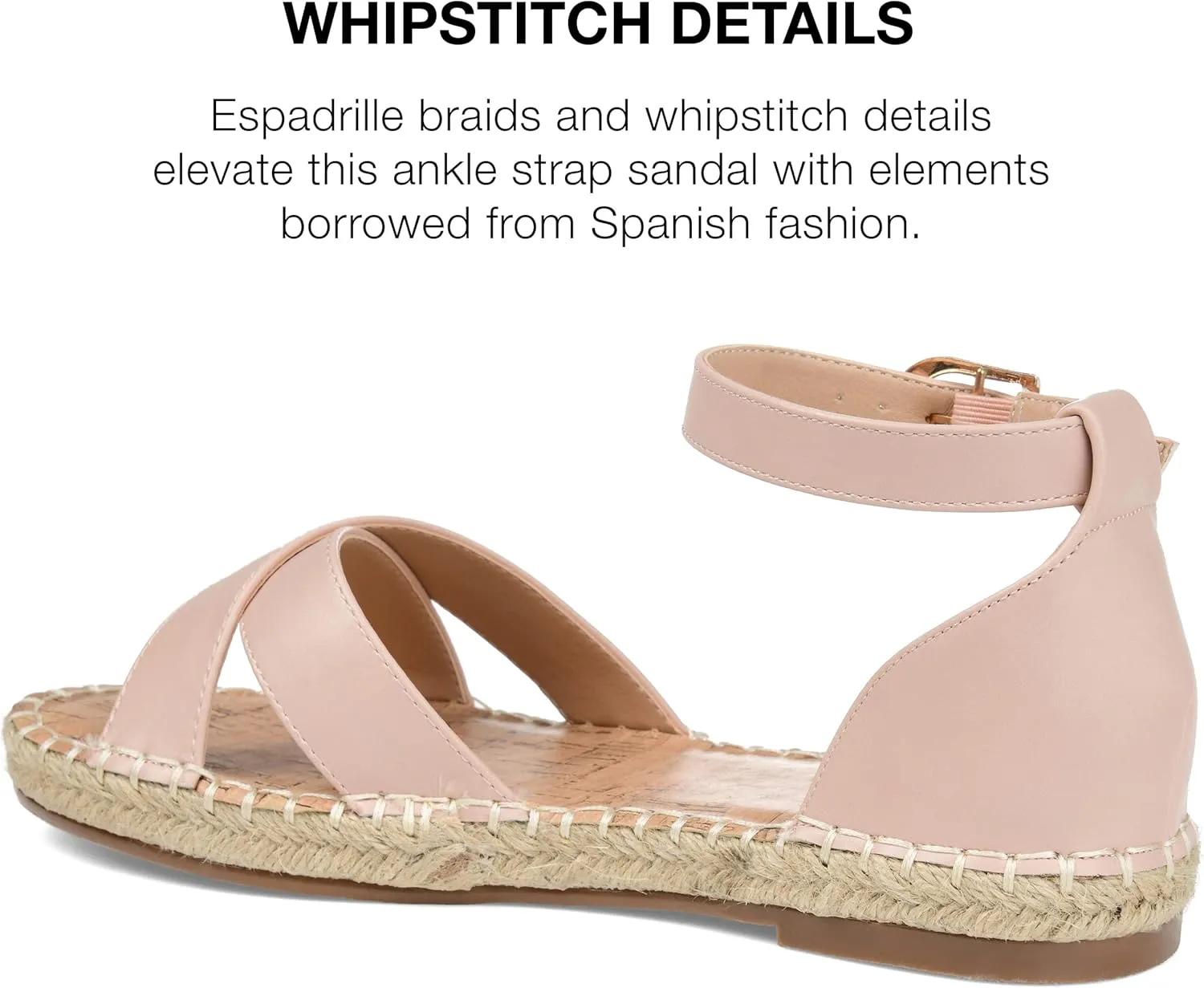 Journee Womens Flat Espadrille Strappy Crisscross Open Round Toe Sandal - Lyddia Buckle Ankle Strap Platform