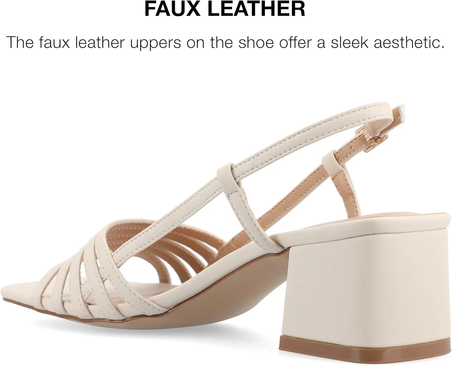 Journee Womens Strappy Buckle Sling Back Covered Block Heel Open Square Toe Shayana Comfort Foam Sandals