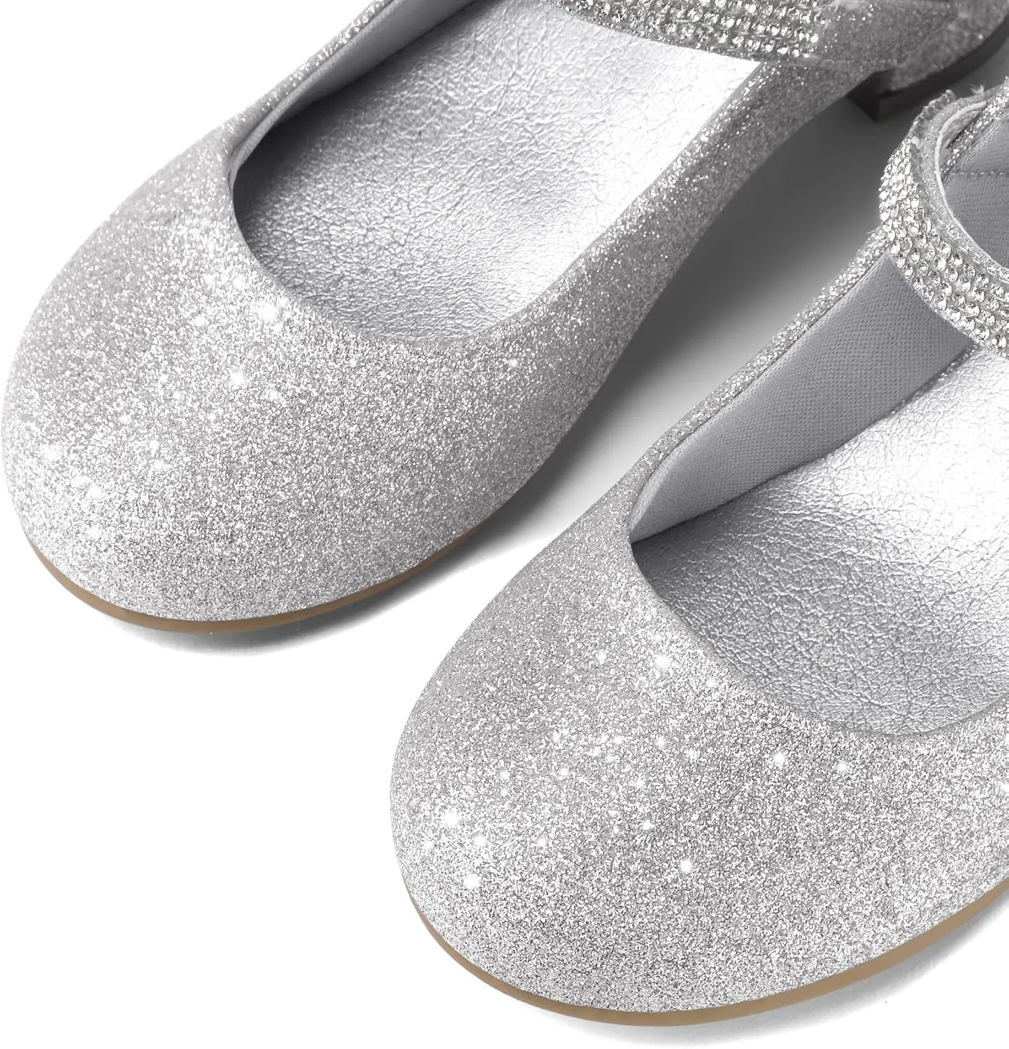 K KomForme Mary Jane Shoes with Low Heel Rhinestones Princess Flats Dress Pump Shoes for Little Kid/Big Kid