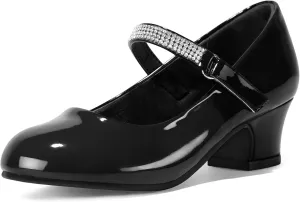 K KomForme Mary Jane Shoes with Low Heel Rhinestones Princess Flats Dress Pump Shoes for Little Kid/Big Kid