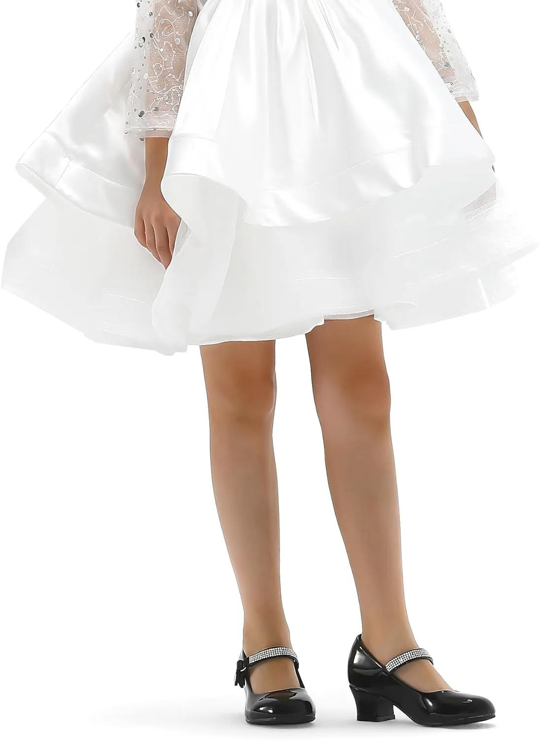 K KomForme Mary Jane Shoes with Low Heel Rhinestones Princess Flats Dress Pump Shoes for Little Kid/Big Kid
