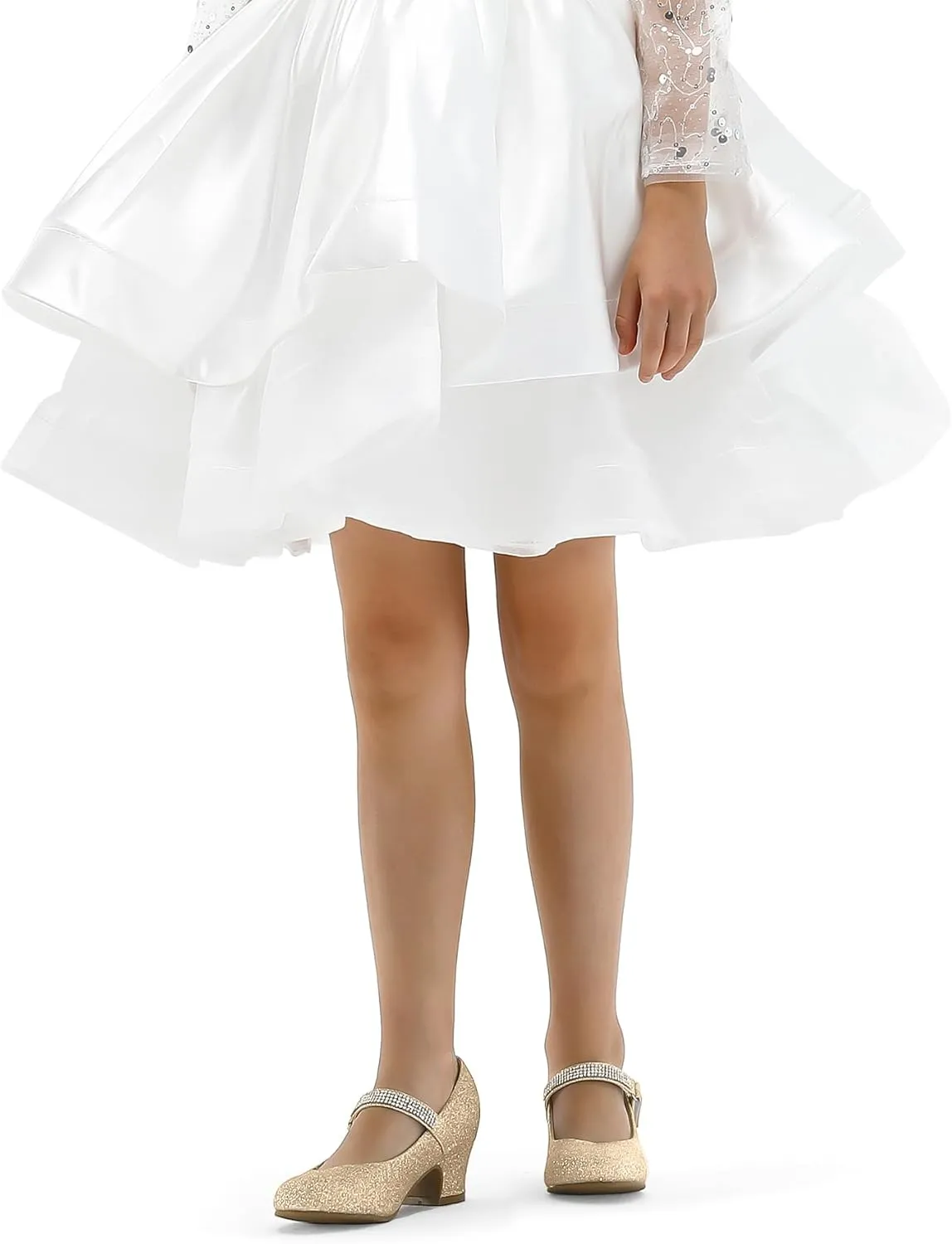 K KomForme Mary Jane Shoes with Low Heel Rhinestones Princess Flats Dress Pump Shoes for Little Kid/Big Kid