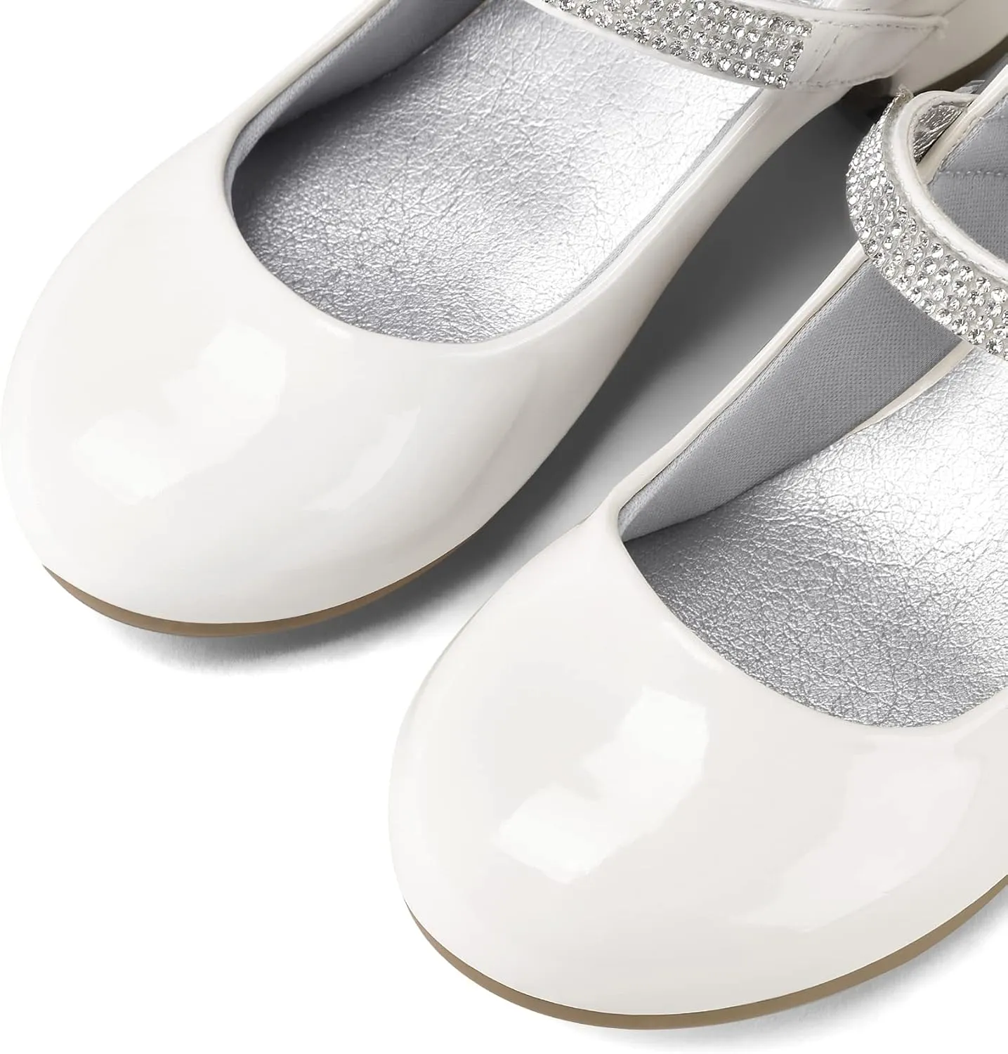 K KomForme Mary Jane Shoes with Low Heel Rhinestones Princess Flats Dress Pump Shoes for Little Kid/Big Kid