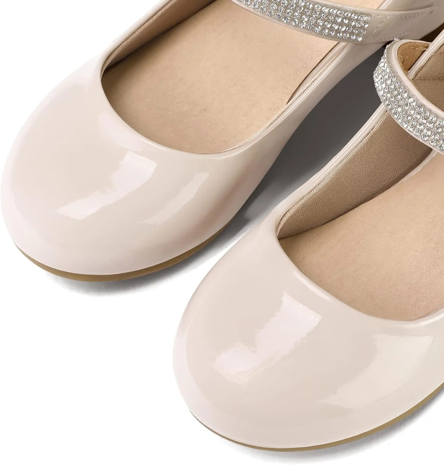 K KomForme Mary Jane Shoes with Low Heel Rhinestones Princess Flats Dress Pump Shoes for Little Kid/Big Kid