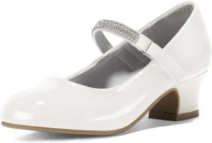 K KomForme Mary Jane Shoes with Low Heel Rhinestones Princess Flats Dress Pump Shoes for Little Kid/Big Kid