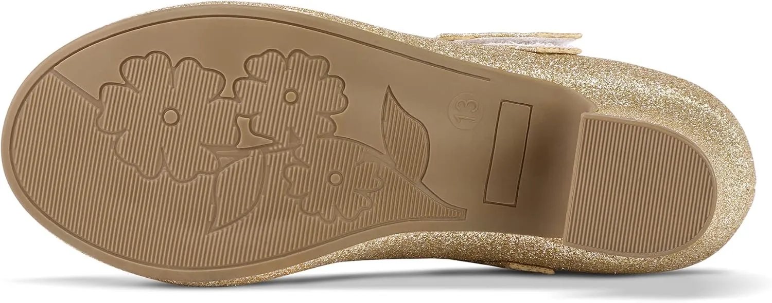 K KomForme Mary Jane Shoes with Low Heel Rhinestones Princess Flats Dress Pump Shoes for Little Kid/Big Kid