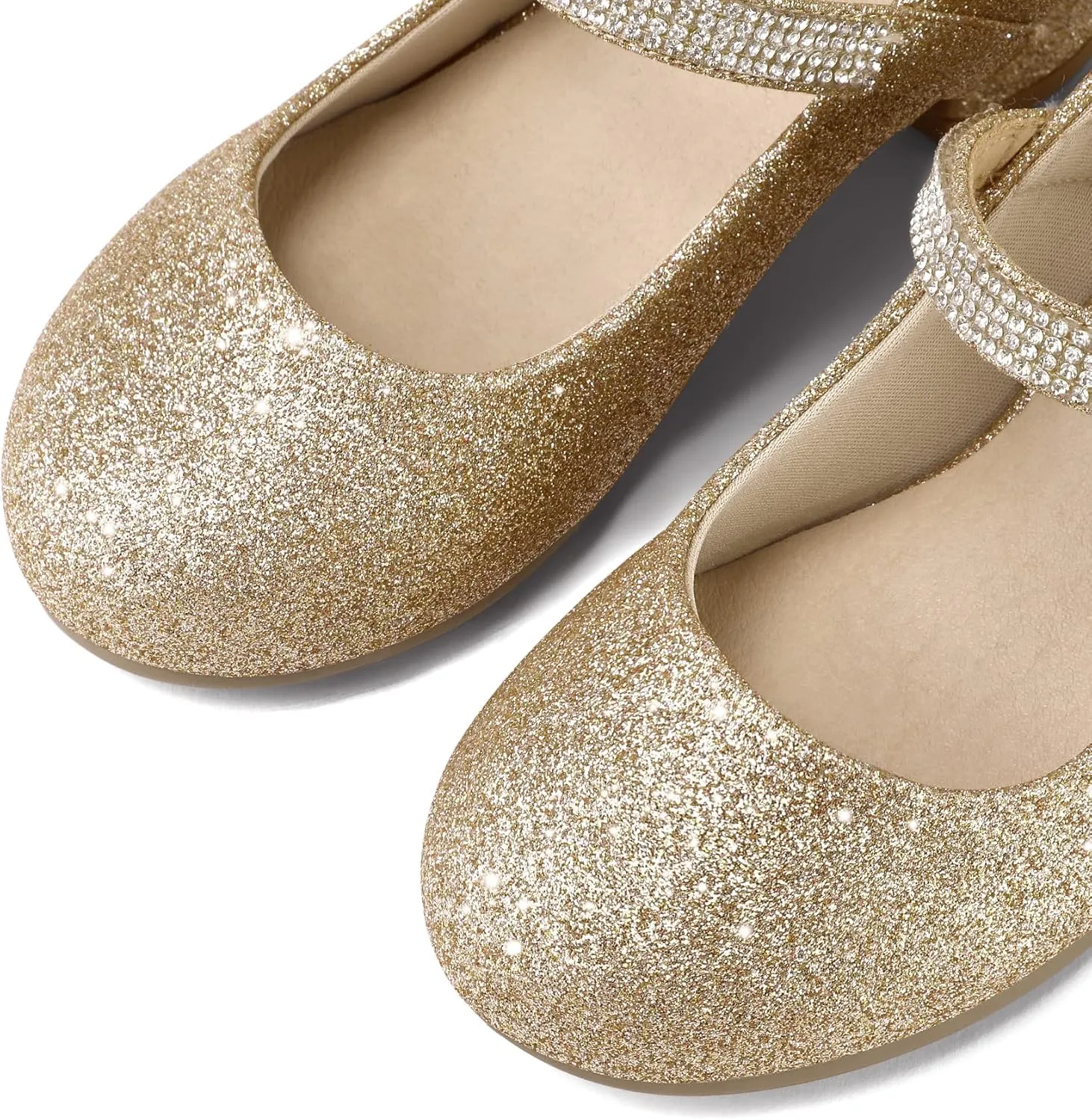 K KomForme Mary Jane Shoes with Low Heel Rhinestones Princess Flats Dress Pump Shoes for Little Kid/Big Kid