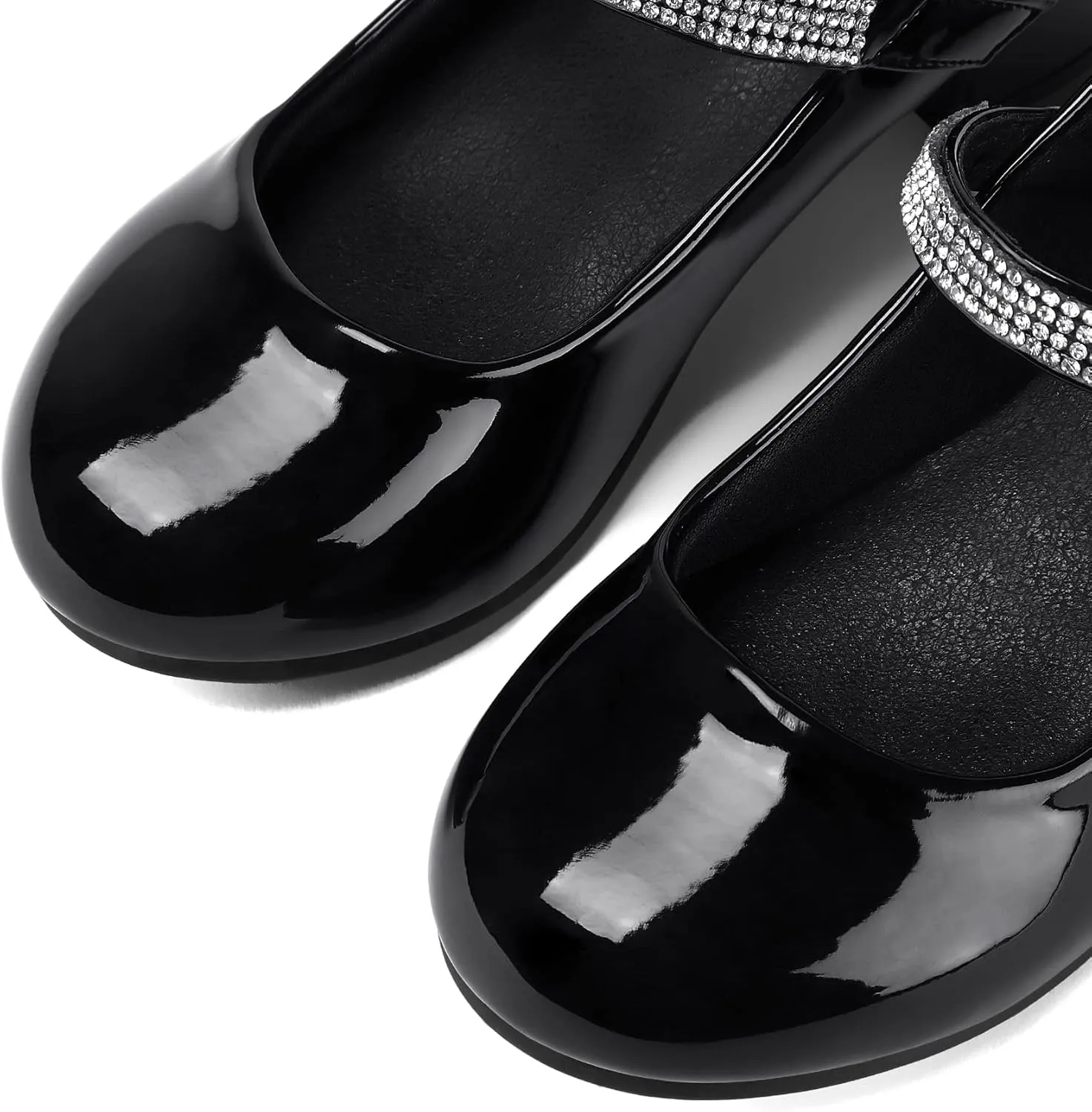 K KomForme Mary Jane Shoes with Low Heel Rhinestones Princess Flats Dress Pump Shoes for Little Kid/Big Kid