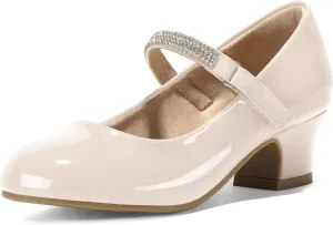 K KomForme Mary Jane Shoes with Low Heel Rhinestones Princess Flats Dress Pump Shoes for Little Kid/Big Kid