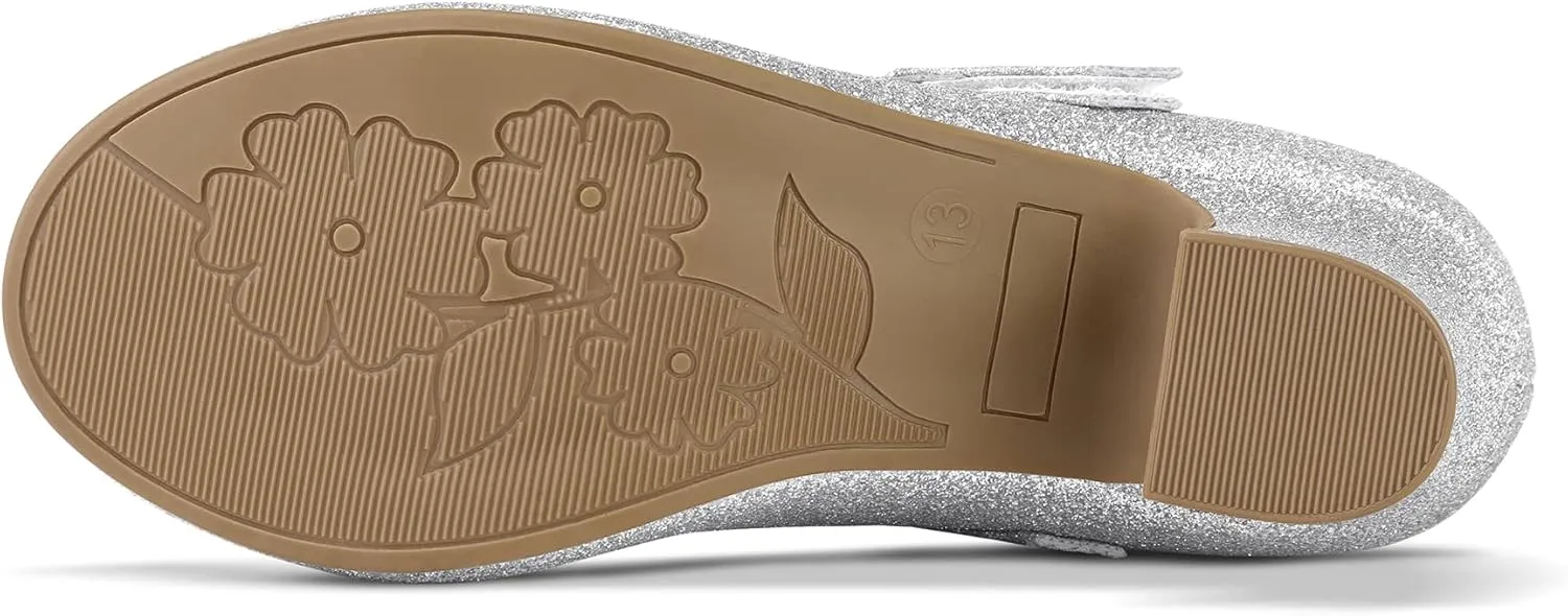 K KomForme Mary Jane Shoes with Low Heel Rhinestones Princess Flats Dress Pump Shoes for Little Kid/Big Kid