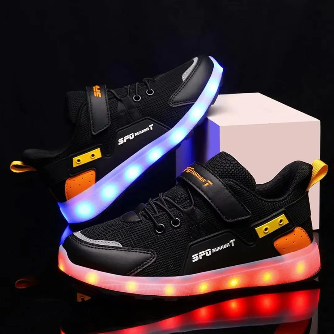 Kid Led Light Up Shoe Breathable Casual Walking Shoe USB Charging Flashing Sneakers for Toddler Little Boys/Girls