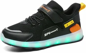 Kid Led Light Up Shoe Breathable Casual Walking Shoe USB Charging Flashing Sneakers for Toddler Little Boys/Girls