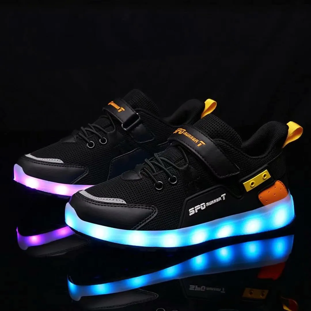 Kid Led Light Up Shoe Breathable Casual Walking Shoe USB Charging Flashing Sneakers for Toddler Little Boys/Girls