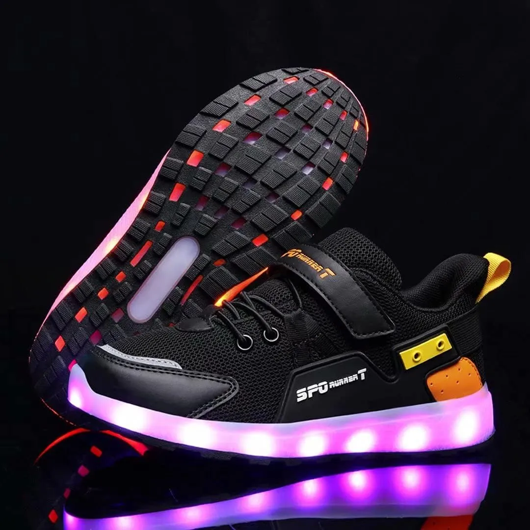 Kid Led Light Up Shoe Breathable Casual Walking Shoe USB Charging Flashing Sneakers for Toddler Little Boys/Girls