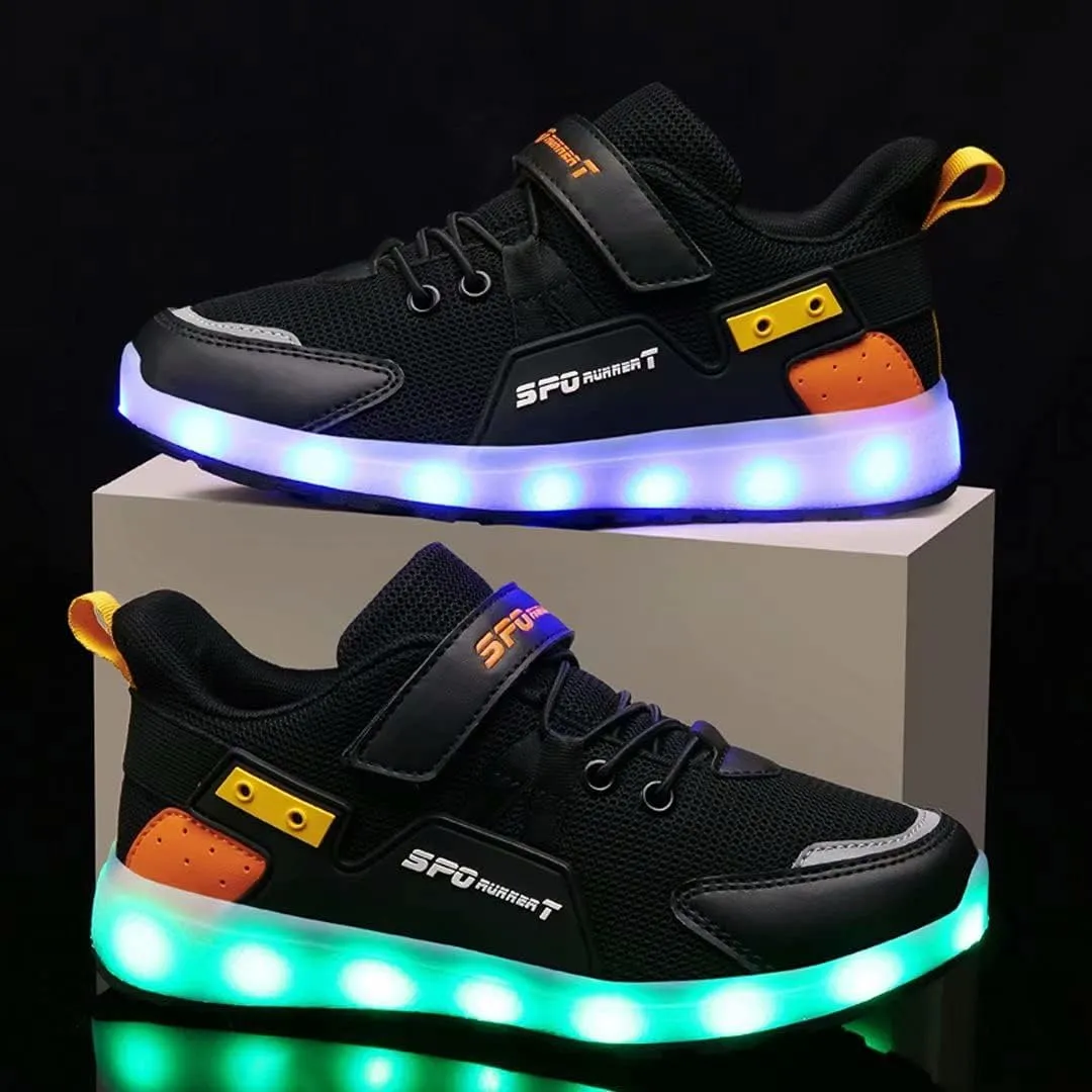 Kid Led Light Up Shoe Breathable Casual Walking Shoe USB Charging Flashing Sneakers for Toddler Little Boys/Girls