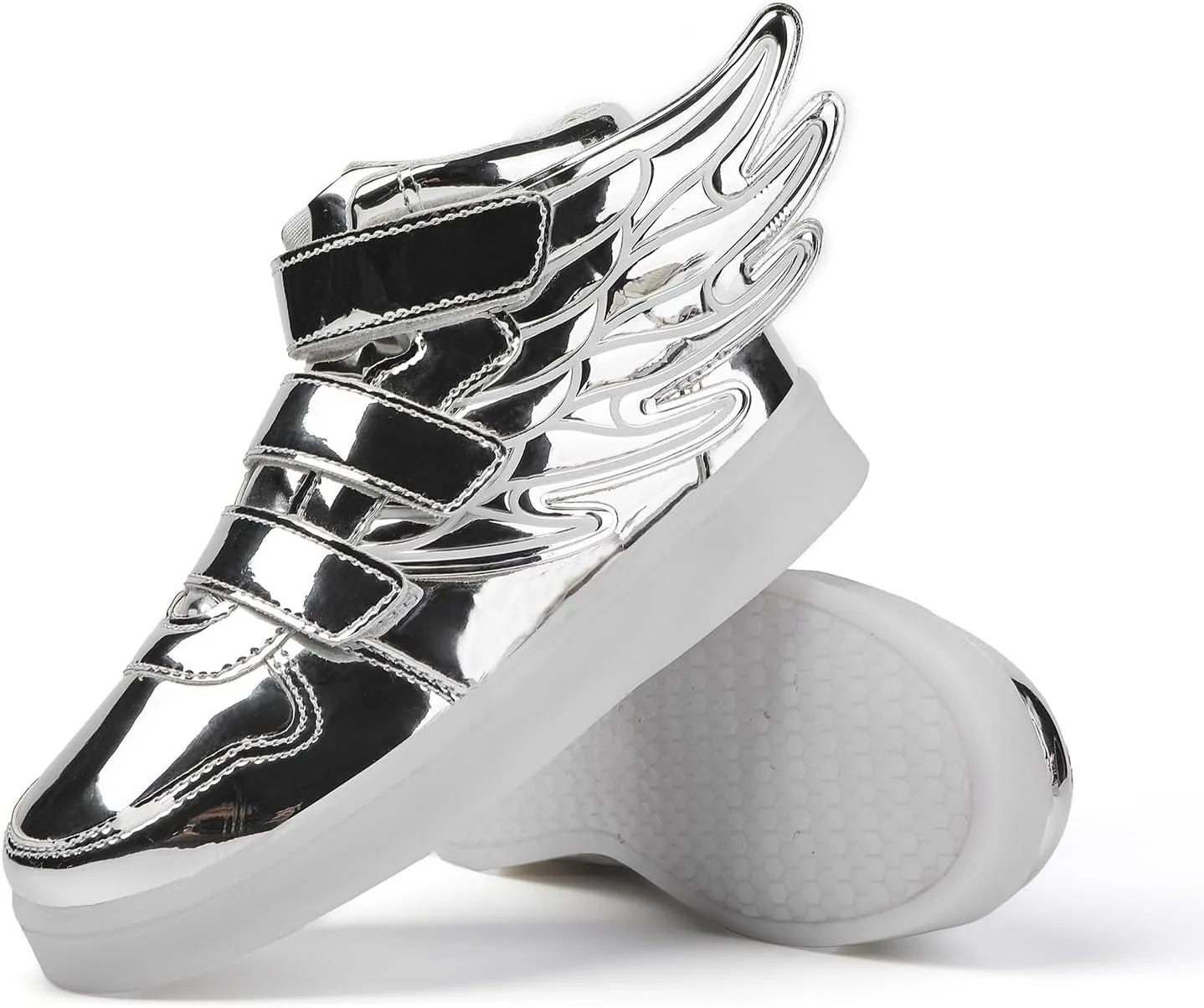 Kids LED Light Up Shoes Boys Girls USB Chargable Dancing Sneakers for Halloween Christmas Party Silver 27