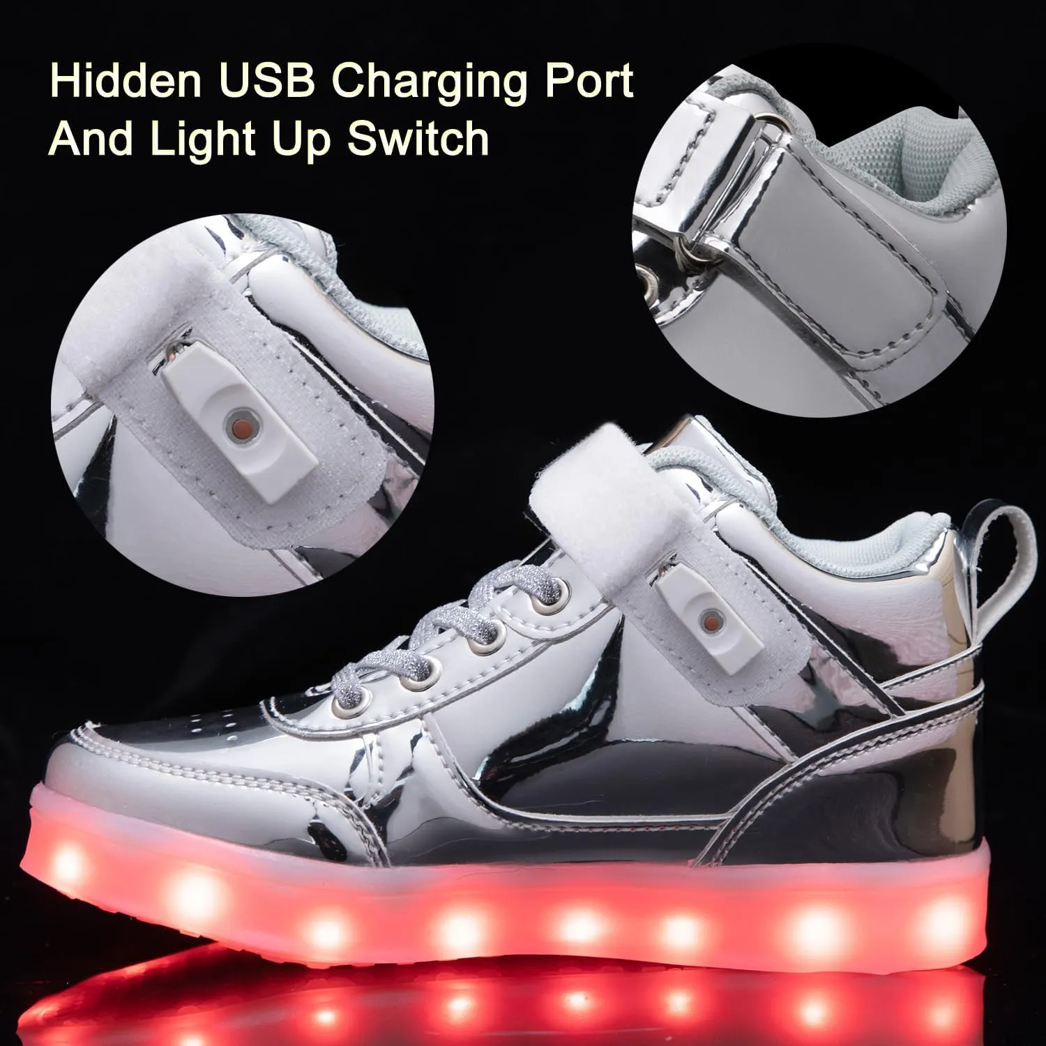 Kids Light Up Shoes LED Sneakers High Top USB Charging Flashing Trainers for Child Girls Boys
