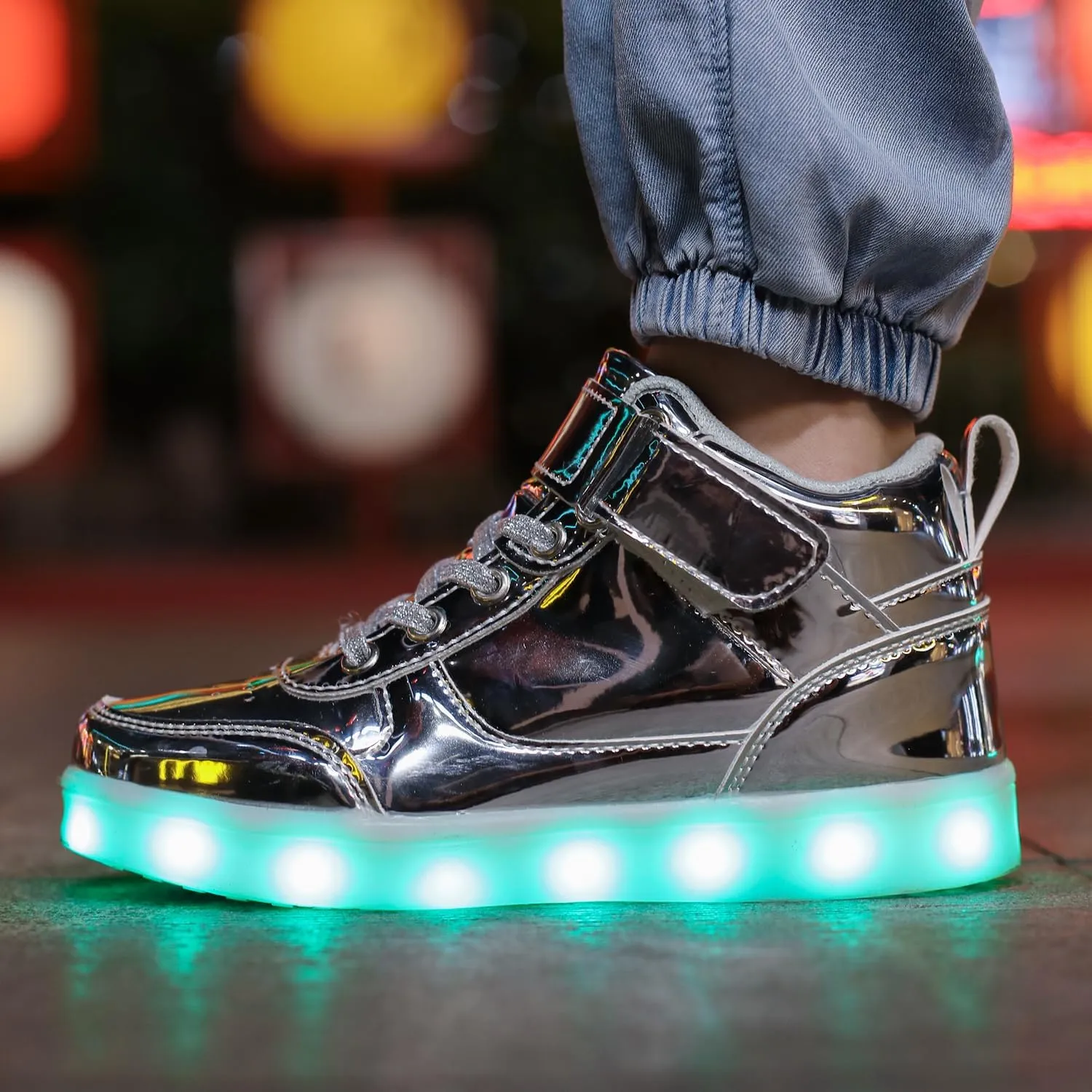 Kids Light Up Shoes LED Sneakers High Top USB Charging Flashing Trainers for Child Girls Boys