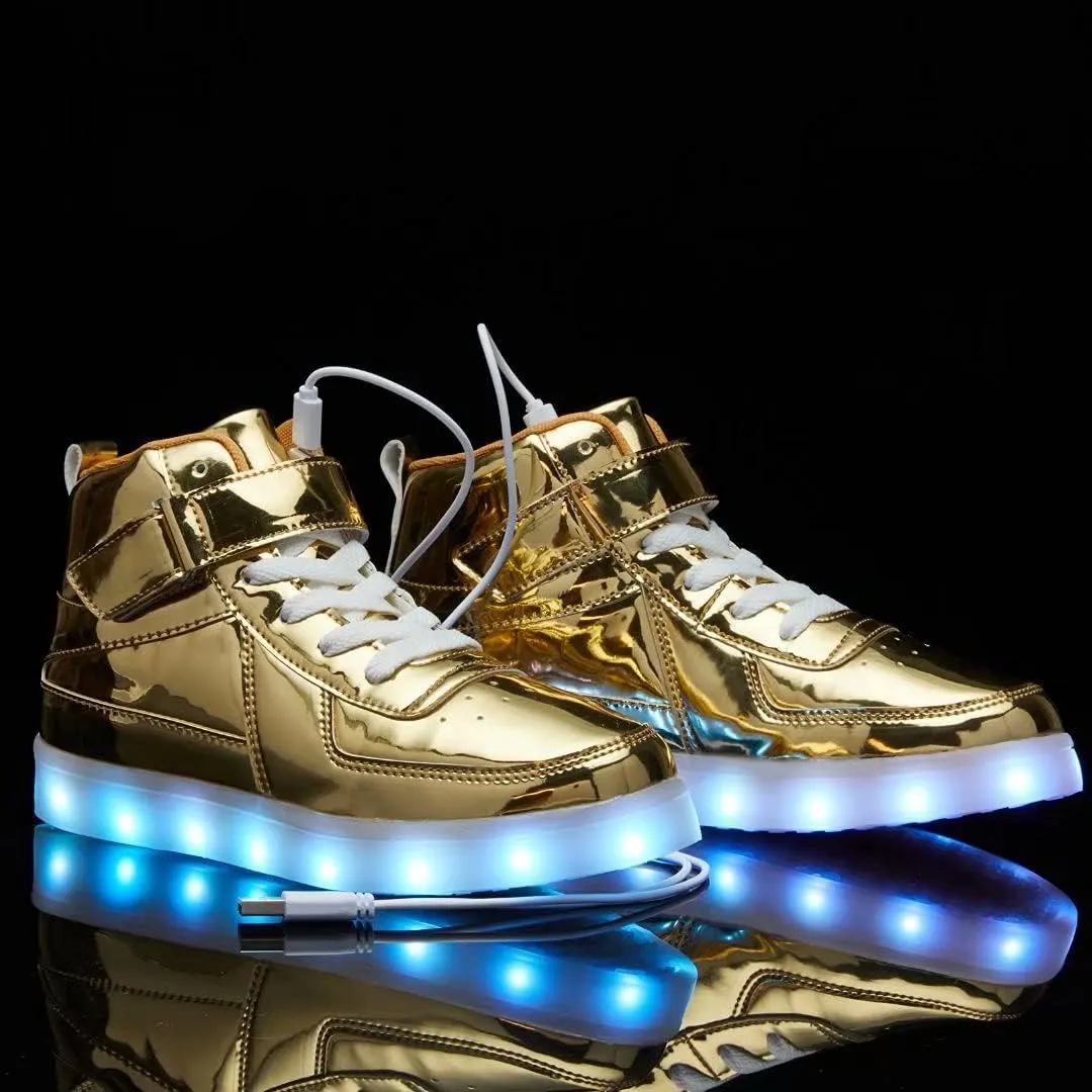 Kids Light Up Shoes with USB Charging Flashing LED Sneakers High Top Luminous Dancing Shoe for Boys and Girls Child Unisex