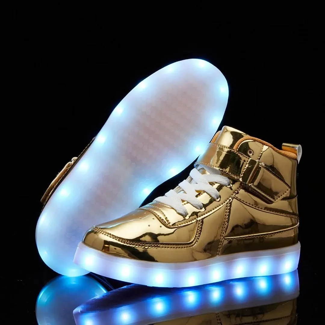 Kids Light Up Shoes with USB Charging Flashing LED Sneakers High Top Luminous Dancing Shoe for Boys and Girls Child Unisex