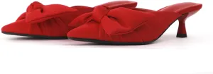 Kitten Heels for Women Pointed Closed Toe Dressy Bow Heel Vintage Heeled Mules Sexy Slip on Stiletto Pump Shoes