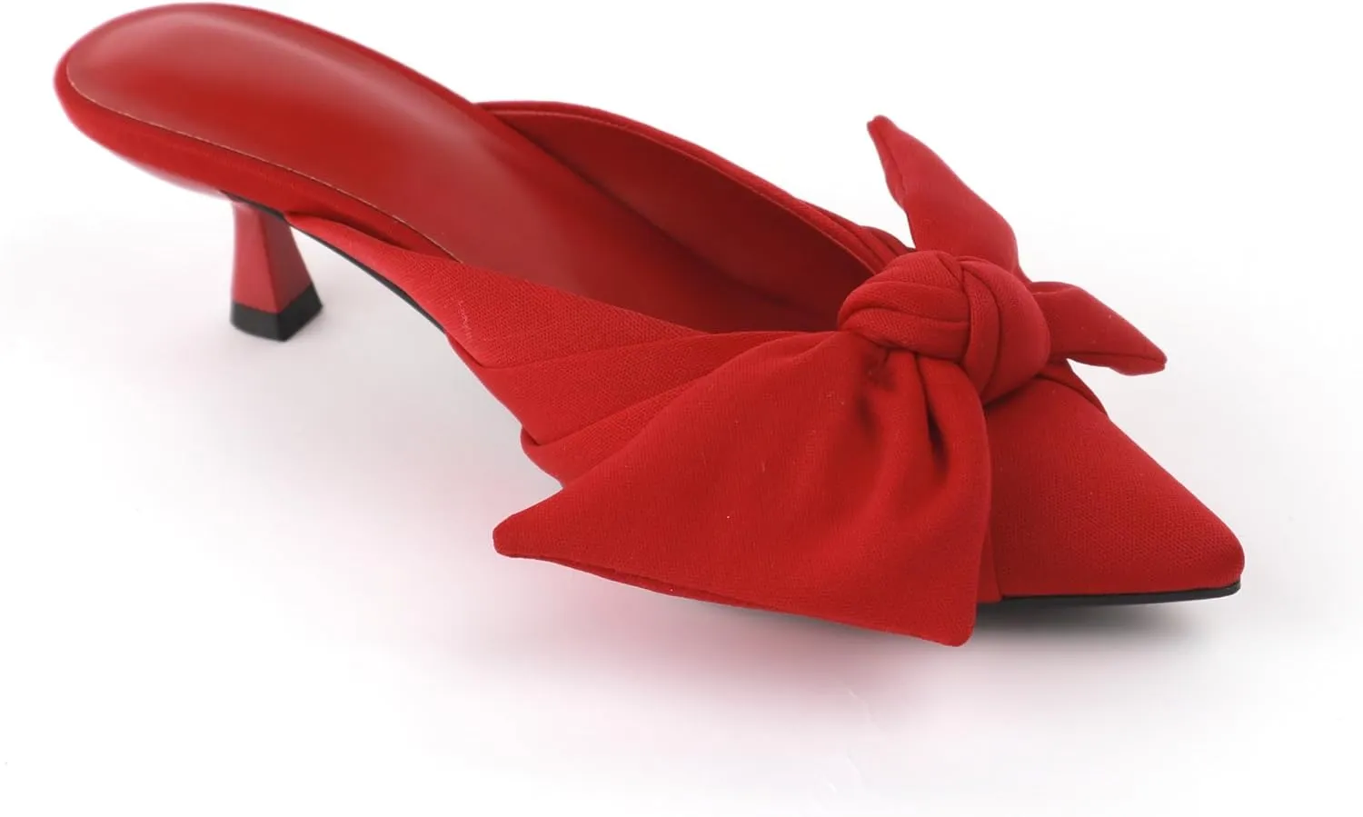 Kitten Heels for Women Pointed Closed Toe Dressy Bow Heel Vintage Heeled Mules Sexy Slip on Stiletto Pump Shoes