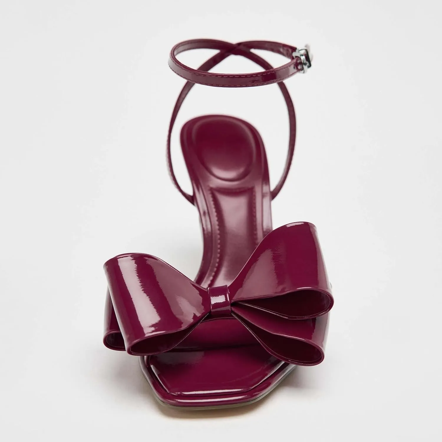 Kluolandi Women's Open toe High Heels with Bow Ankle Strap Heeled Sandals Burgundy Heels for Women Dressy