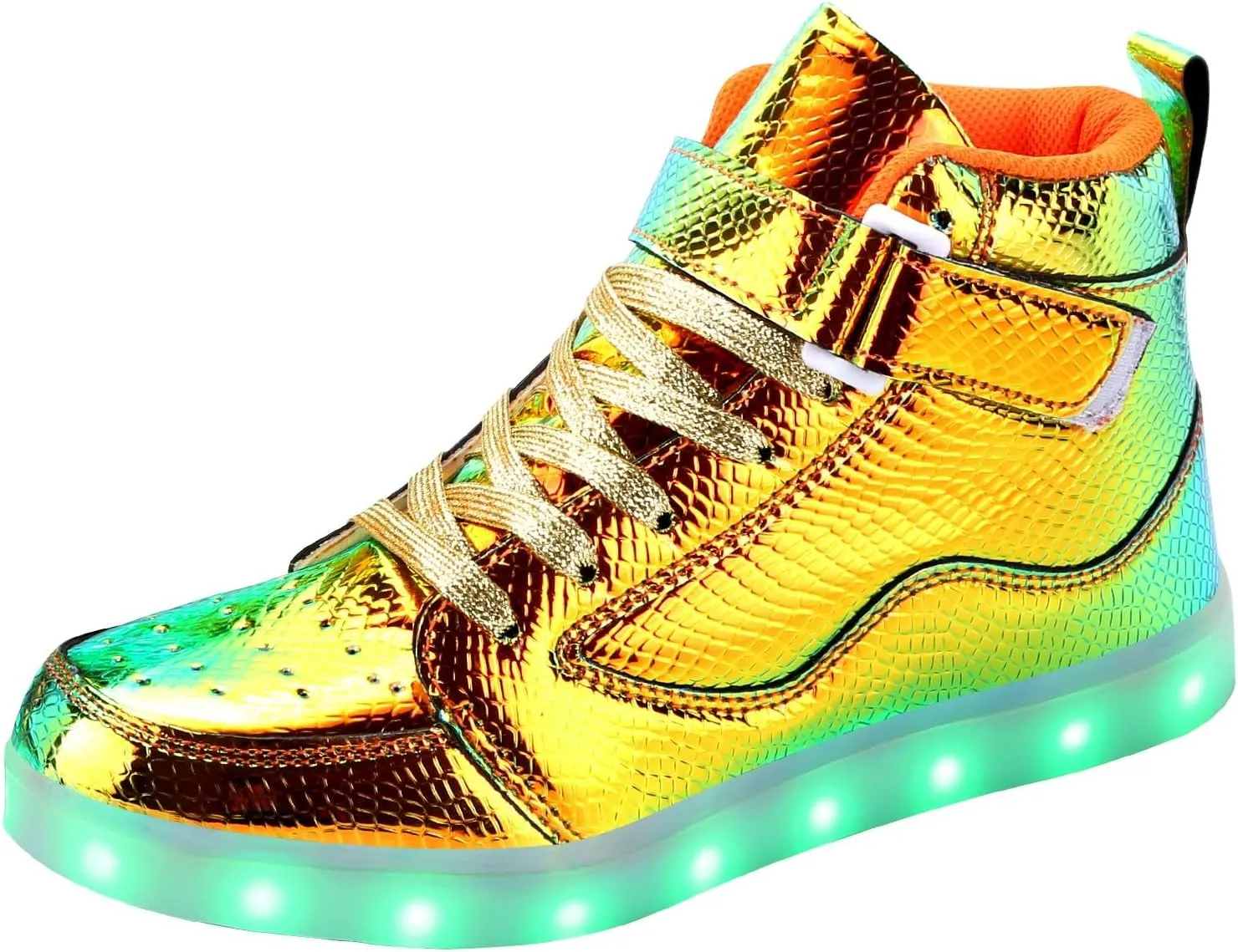KUNWFNIX Light Up High Top Adult LED Sneakers - Multicolor, Men's & Women's - Glow in The Dark - USB Rechargeable - Dancing Parties
