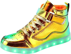 KUNWFNIX Light Up High Top Adult LED Sneakers - Multicolor, Men's & Women's - Glow in The Dark - USB Rechargeable - Dancing Parties