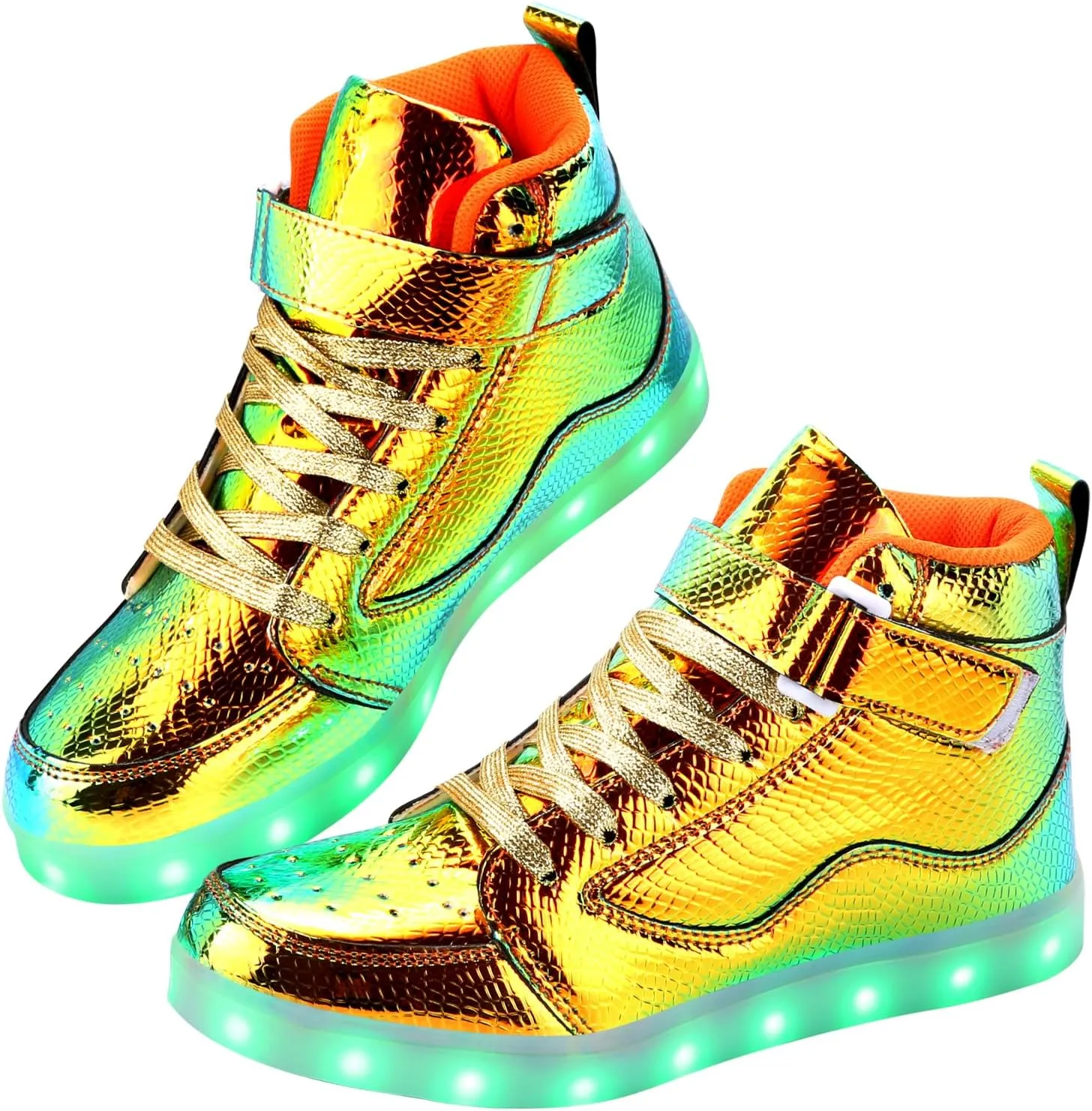 KUNWFNIX Light Up High Top Adult LED Sneakers - Multicolor, Men's & Women's - Glow in The Dark - USB Rechargeable - Dancing Parties