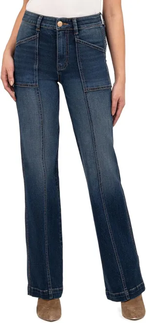 KUT from the Kloth Women's Jodi High-Rise Wide Leg Front Patch Pockets in Energy