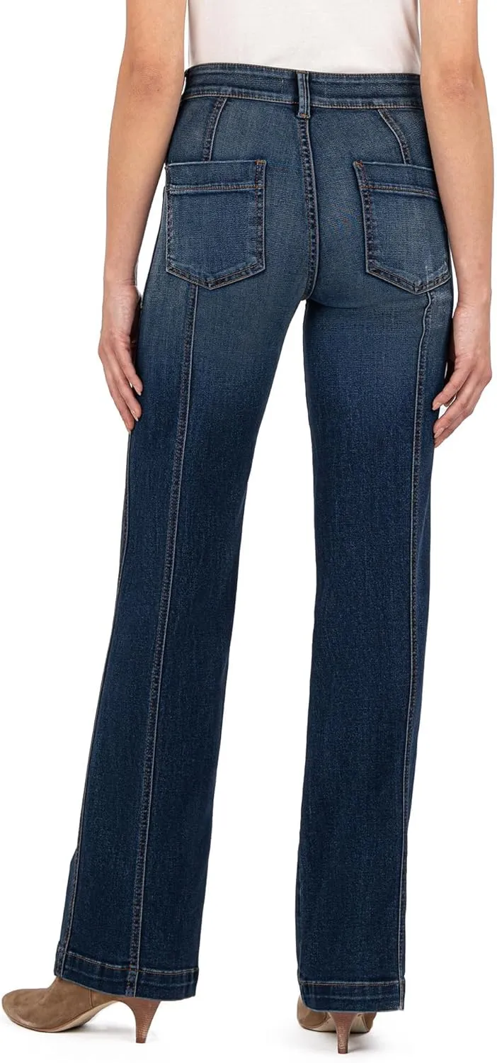 KUT from the Kloth Women's Jodi High-Rise Wide Leg Front Patch Pockets in Energy