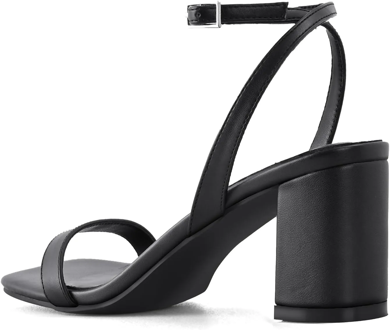 LACUONE Strappy Heels for women Block Chunky Heels Ankle Buckle Square Toe Heeled Sandals