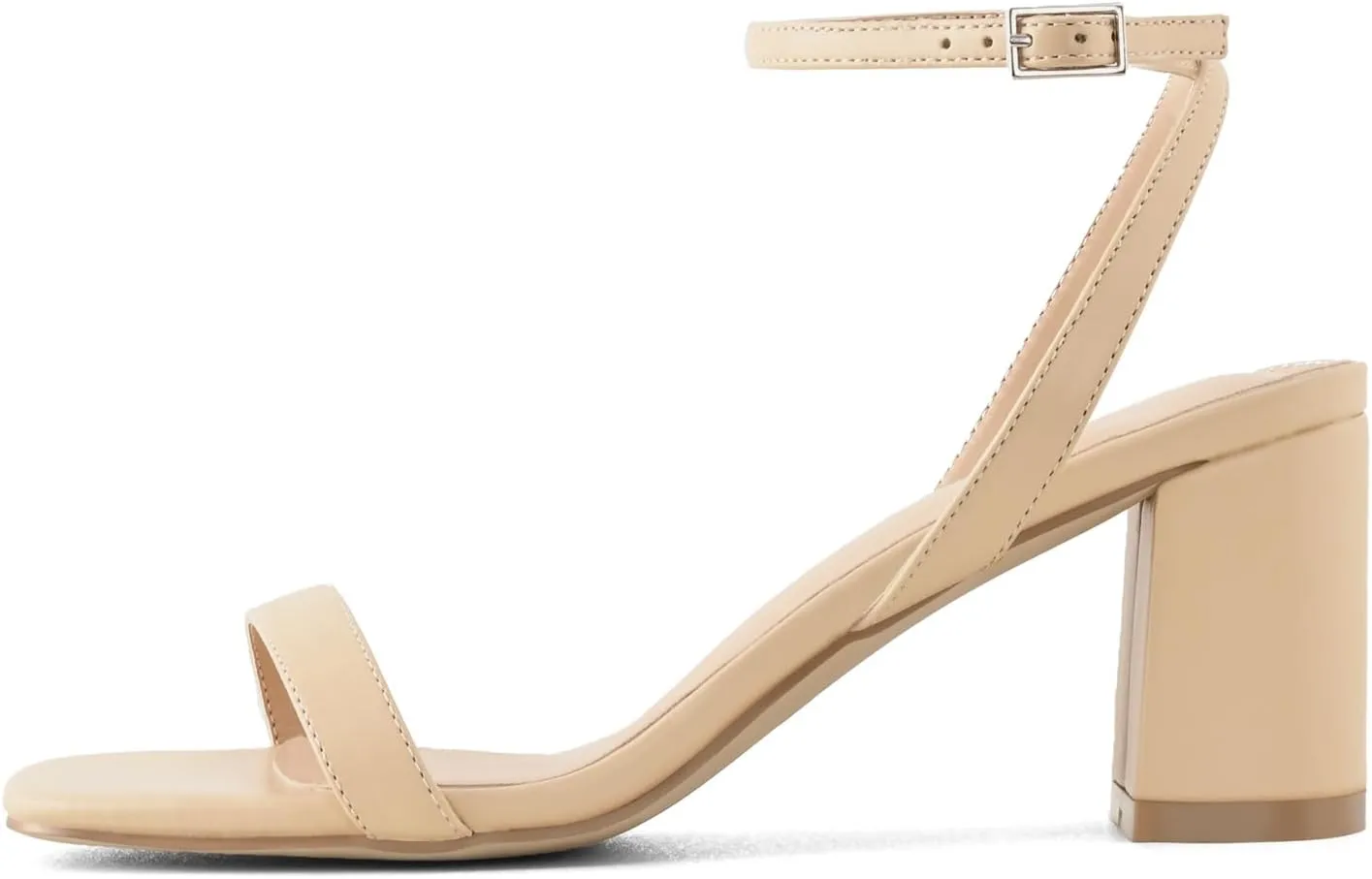 LACUONE Strappy Heels for women Block Chunky Heels Ankle Buckle Square Toe Heeled Sandals