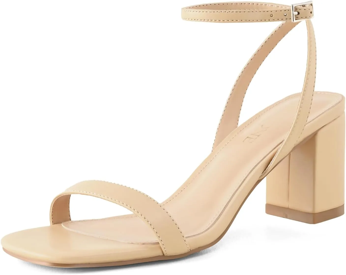 LACUONE Strappy Heels for women Block Chunky Heels Ankle Buckle Square Toe Heeled Sandals