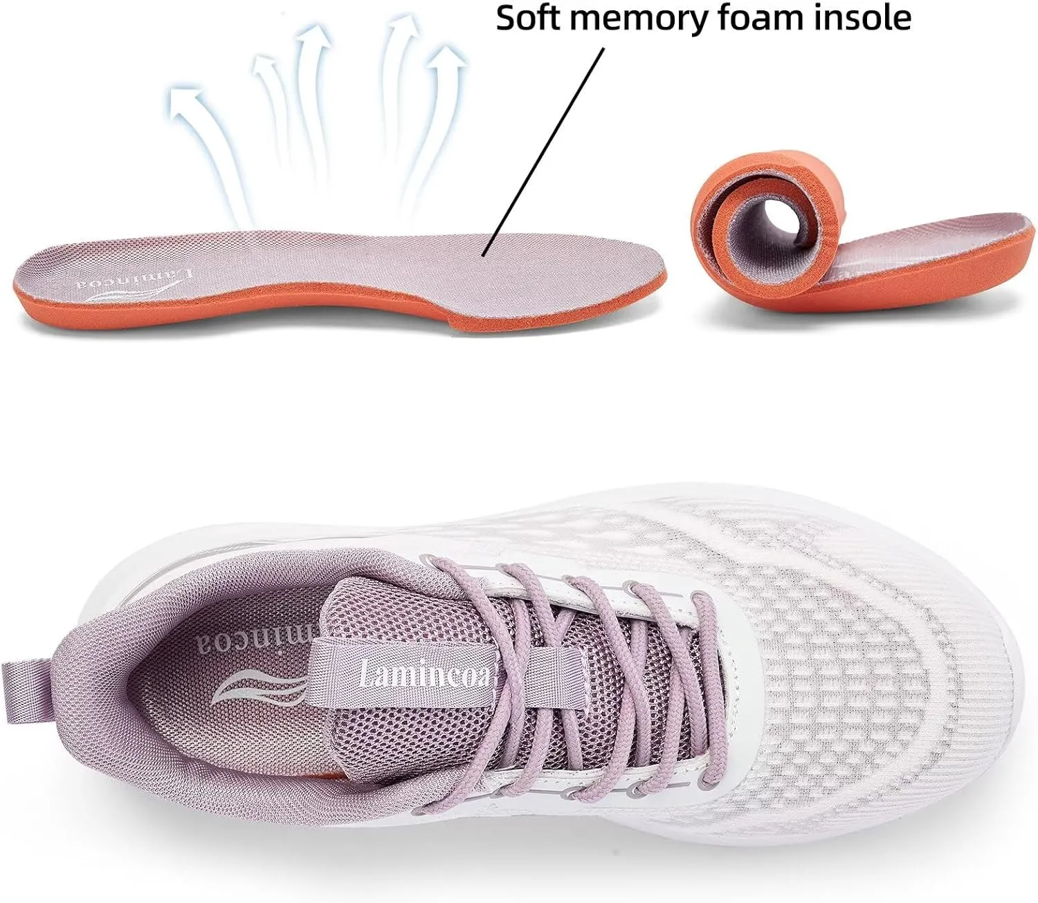 Lamincoa Women Walking Shoes Slip on Running Sneakers Lightweight Athletic Gym Workout Tennis Shoes