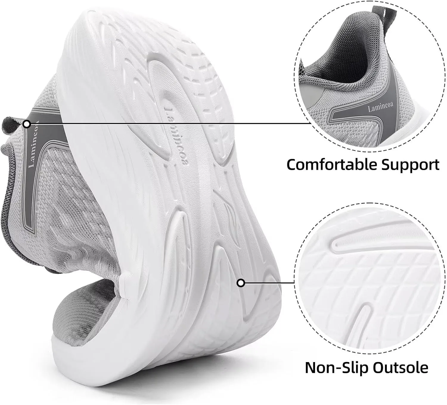 Lamincoa Women Walking Shoes Slip on Running Sneakers Lightweight Athletic Gym Workout Tennis Shoes
